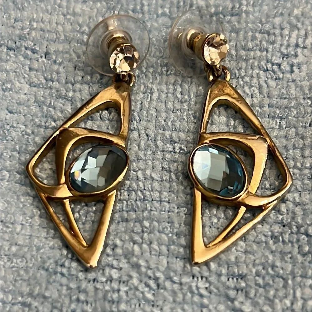 Elegant Gold and Blue Gemstone Earrings